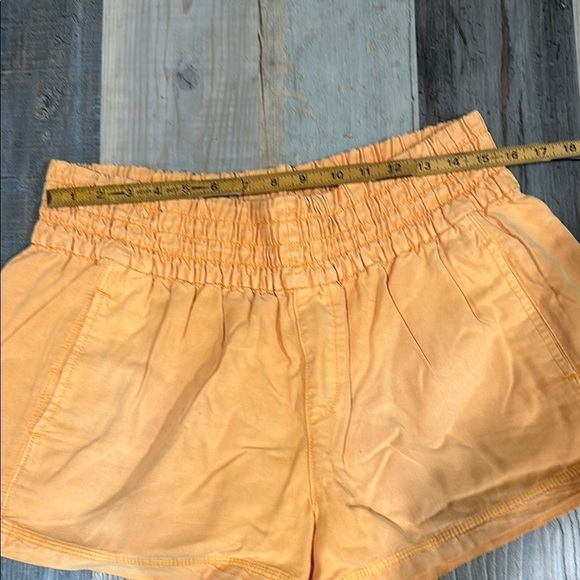 aerie High Waist Orange Shorts with Elastic Waistband and Flowing Fit - Picture 2 of 4